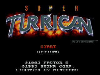 Super Turrican title screen for Super Famicom